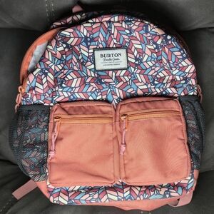 Burton Mini Backpack Pink Rust Feather Print Small School Bag
